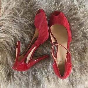 Kate Spade red patent leather + suede heels